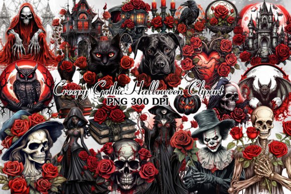 Download Creepy Gothic Halloween Clipart Bundle - Halloween Collection