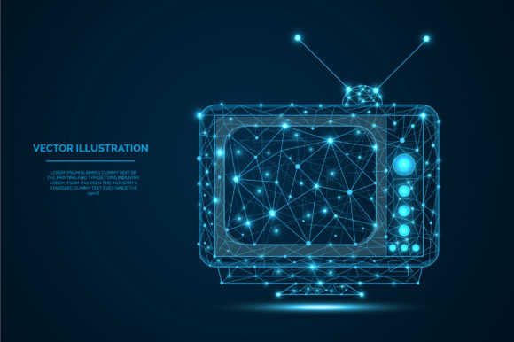 Download Low Poly Television Blue Wireframe - Premium Resources