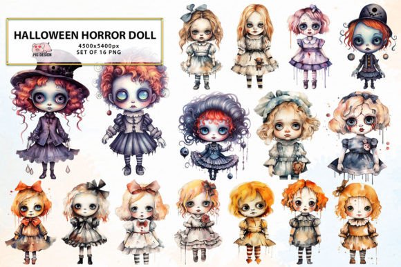 Download Halloween Horror Doll Watercolor Clipart - Halloween Collection